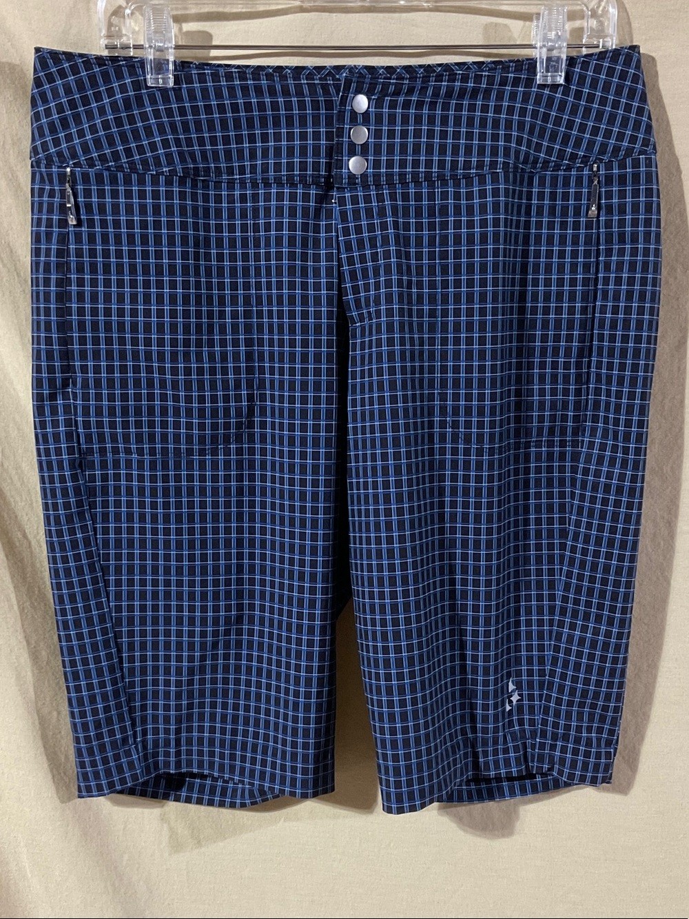 Jofit Size 8 Black with Blue Grid Women's Bermuda Shorts